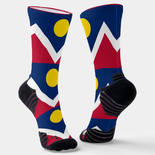 Athletic Crew Sock with flag of Denver City, U.S. (Angled)