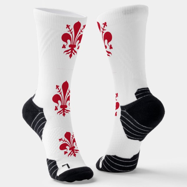 Athletic Crew Sock with flag of Florence, Italy (Angled)