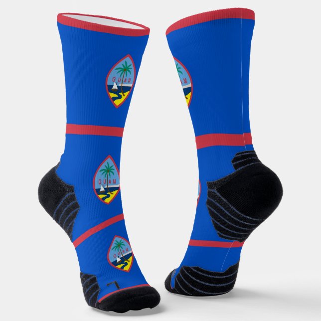 Athletic Crew Sock with flag of Guam, U.S. (Angled)