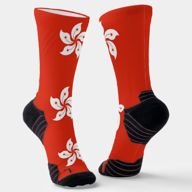 Athletic Crew Sock with flag of Hong Kong (Angled)