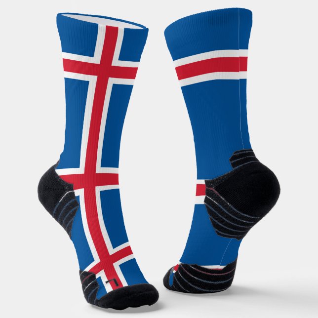 Athletic Crew Sock with flag of Iceland (Angled)