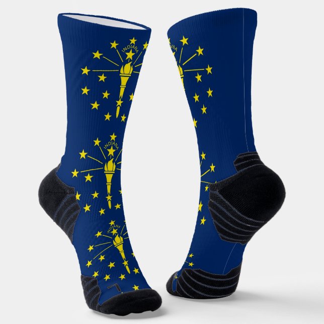 Athletic Crew Sock with flag of Indiana, U.S. (Angled)
