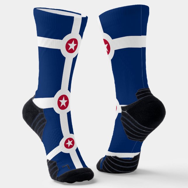 Athletic Crew Sock with flag of Indianapolis, U.S. (Angled)