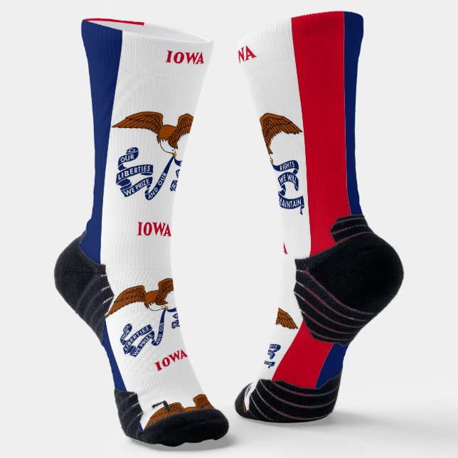 Athletic Crew Sock with flag of Iowa, U.S. (Angled)