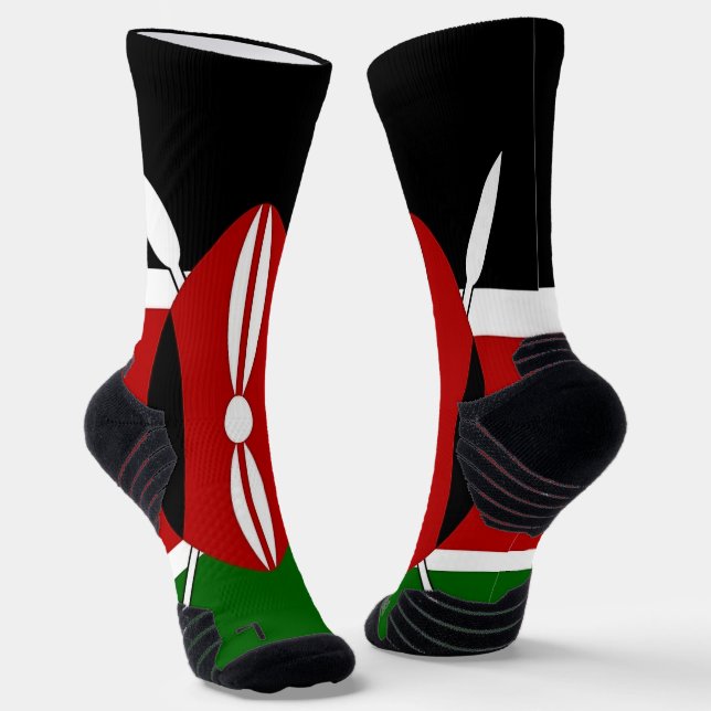 Athletic Crew Sock with flag of Kenya (Angled)