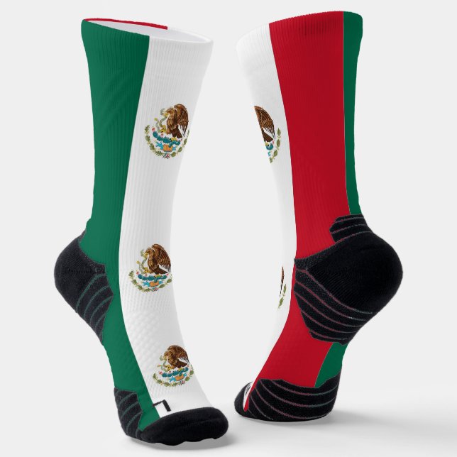 Athletic Crew Sock with flag of Mexico (Angled)