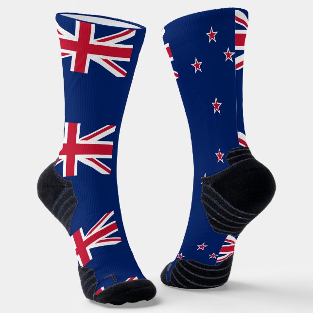 Athletic Crew Sock with flag of New Zealand (Angled)