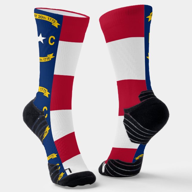 Athletic Crew Sock with flag of North Carolina (Angled)