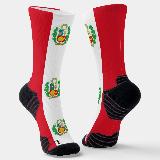 Athletic Crew Sock with flag of Peru (Angled)