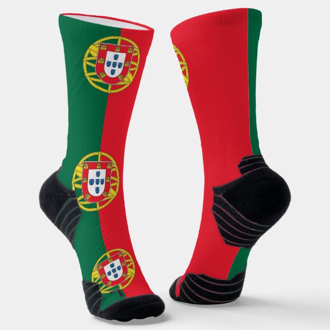 Athletic Crew Sock with flag of Portugal (Angled)