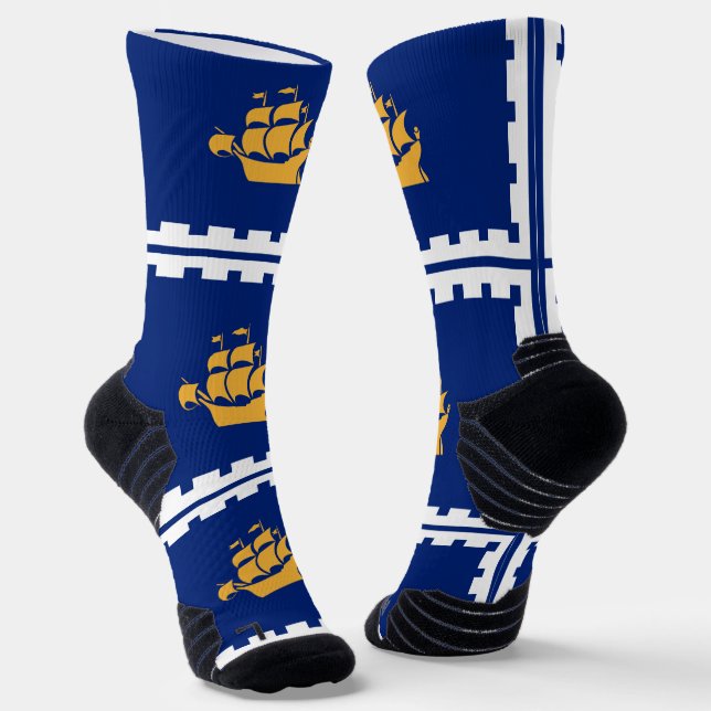Athletic Crew Sock with flag of Quebec City (Angled)