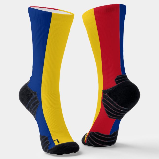 Athletic Crew Sock with flag of Romania (Angled)