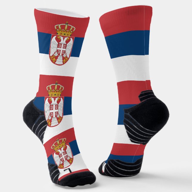 Athletic Crew Sock with flag of Serbia (Angled)