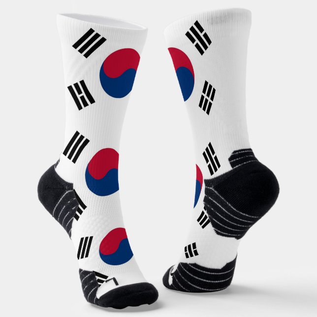 Athletic Crew Sock with flag of South Korea (Angled)