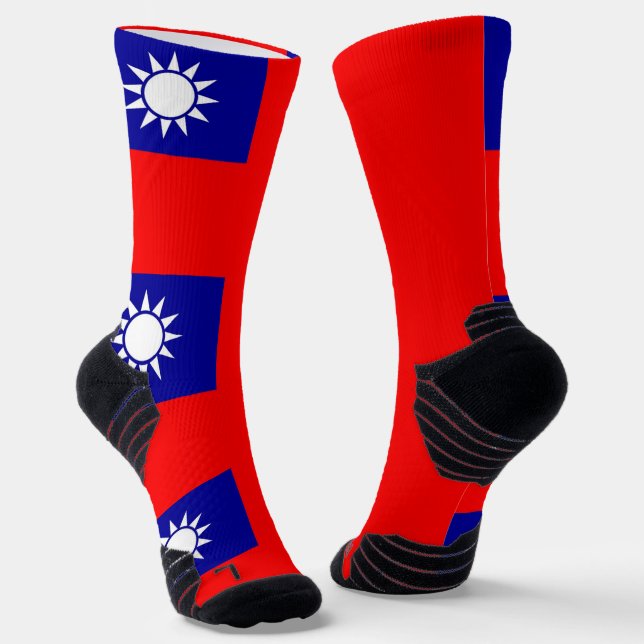 Athletic Crew Sock with flag of Taiwan (Angled)