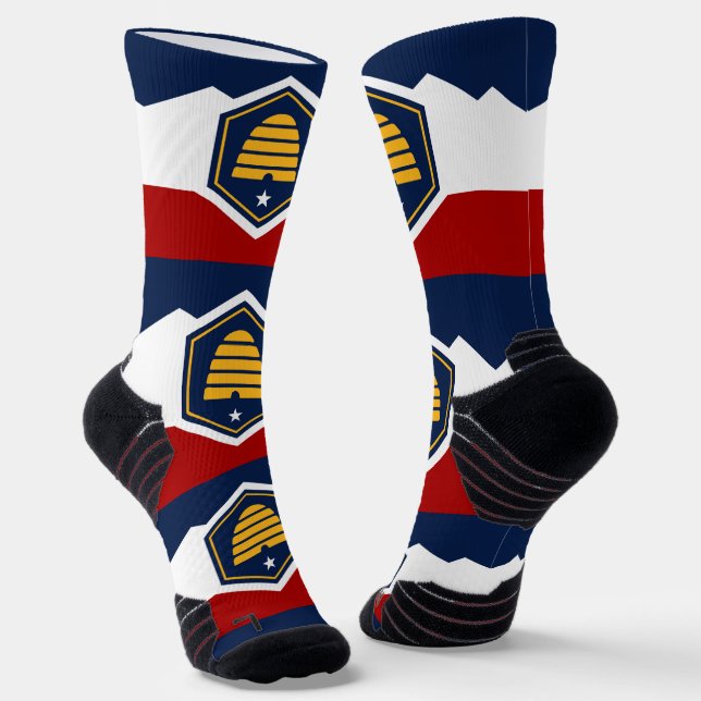 Athletic Crew Sock with flag of Utah, USA (Angled)