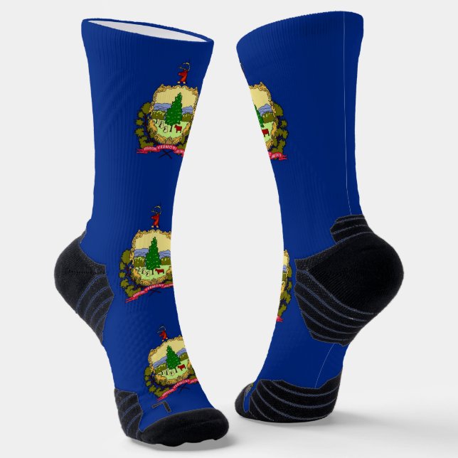 Athletic Crew Sock with flag of Vermont, U.S.A. (Angled)