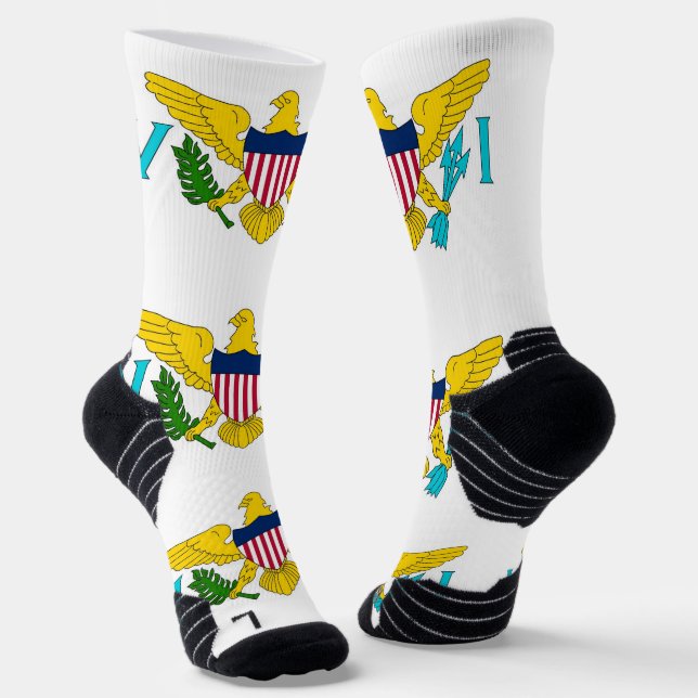 Athletic Crew Sock with flag of Virgin Islands (Angled)