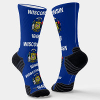 Athletic Crew Sock with flag of Wisconsin, US