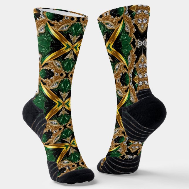 Athletic Crew Sock with Jamaican Colours (Angled)