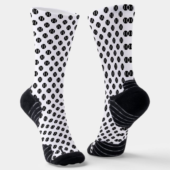 Athletic crew socks with polka dot tennis balls (Angled)