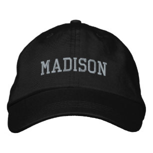 Athletic Custom name light grey text black Embroidered Hat