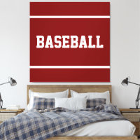 Athletic Deep Red White BASEBALL Text Stripes