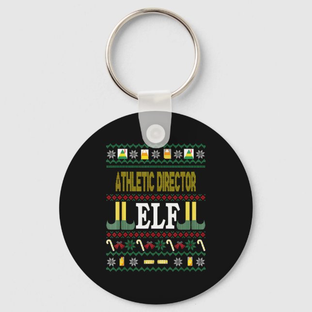Athletic Director Elf Funny Christmas Gift  Key Ring (Front)