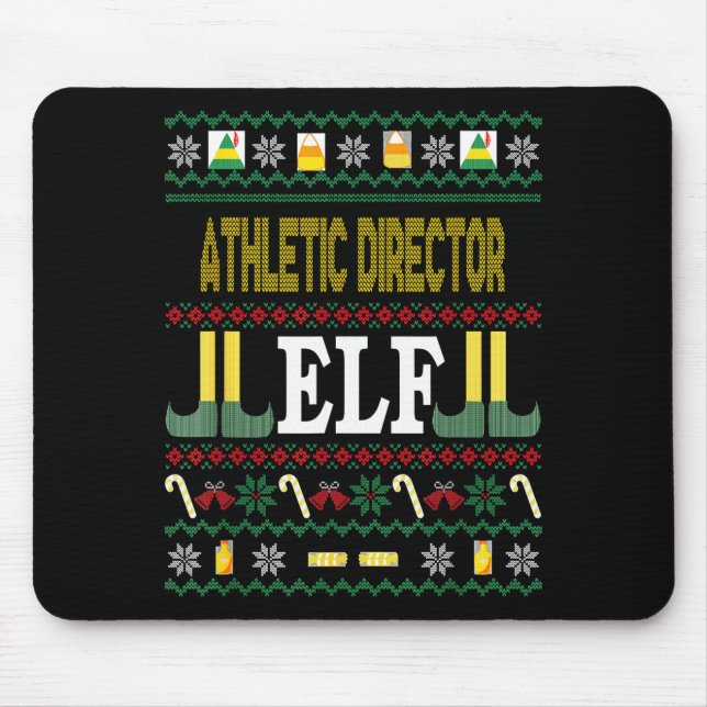 Athletic Director Elf Funny Christmas Gift  Mouse Mat (Front)