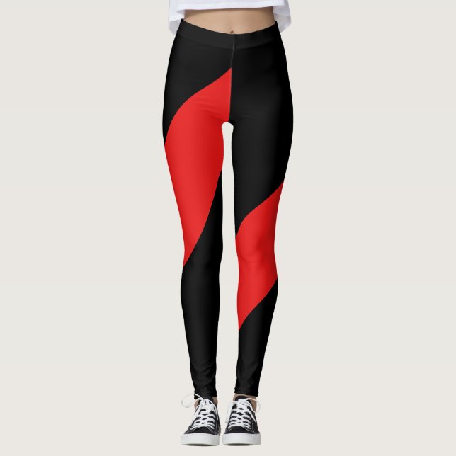 Athletic Dynamic Black and Red Leggings (Front)