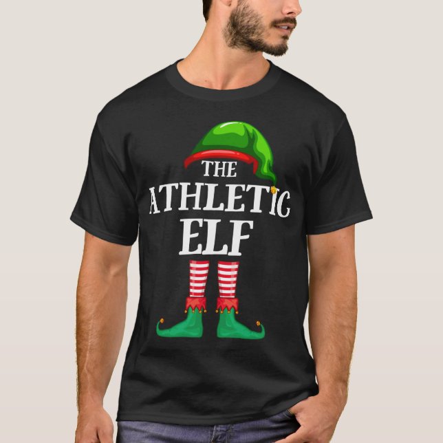 Athletic Elf Matching Family Christmas Pajama T-Shirt (Front)