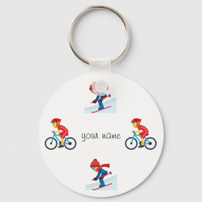Athletic Emoji and '' Your Name Here " Key Ring (Front)