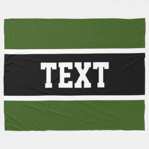 Athletic Green Black White Stripes Athletic Text Fleece Blanket