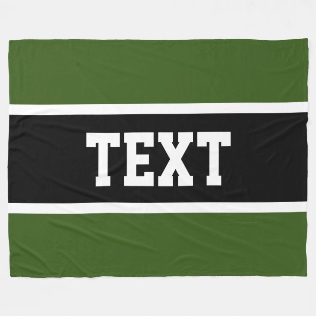 Athletic Green Black White Stripes Athletic Text Fleece Blanket (Front (Horizontal))