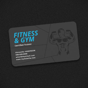 Athletic Gym & Fitness - Trainer Business Card