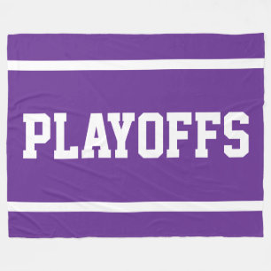 Athletic PLAYOFFS White Stripes On Royal Purple Fleece Blanket