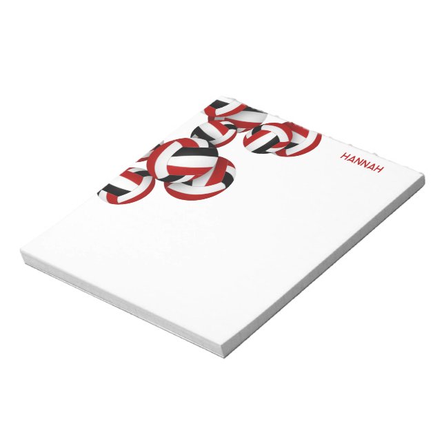 athletic red black team colours volleyballs accent notepad (Rotated)