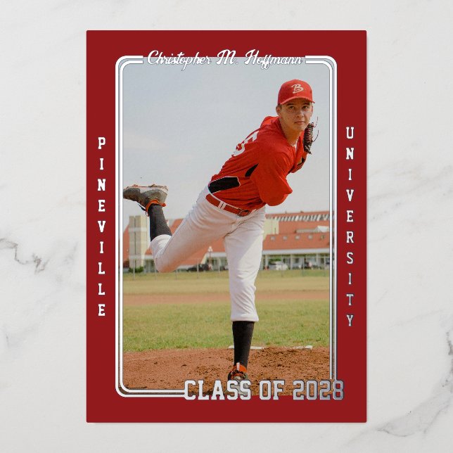 Athletic Red Graduation Class of Announcement (Front)