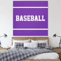Athletic Royal Purple White BASEBALL Text Stripes