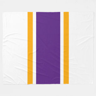 Athletic Royal Purple Yellow White Racing Stripes Fleece Blanket