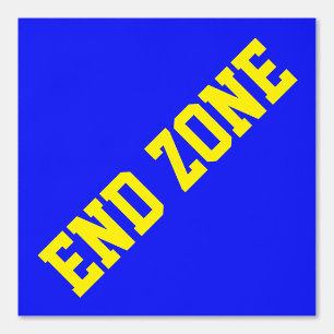 Athletic Slant Yellow END ZONE Text On Vivid Blue Wallpaper