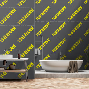 Athletic Slant Yellow TOUCHDOWN On Sporty Grey Wallpaper