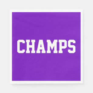 Athletic Sporty Bright Purple CHAMPS White Text Napkin