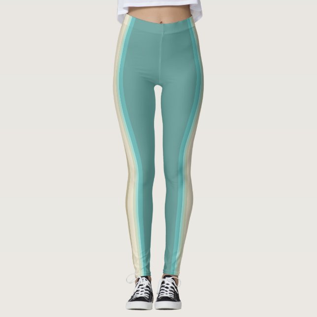 Athletic Stripe Pattern | Dual Tone Leggings (Front)