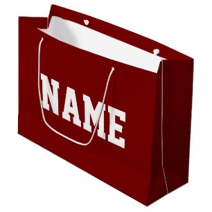 Athletic YOUR NAME White Text On Bold Vintage Red Large Gift Bag