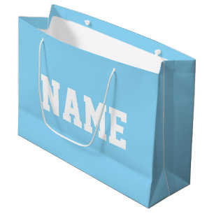 Athletic YOUR NAME White Text On Light Baby Blue Large Gift Bag