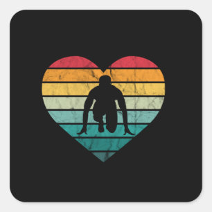 Athletics Sprinter Retro Heart Square Sticker