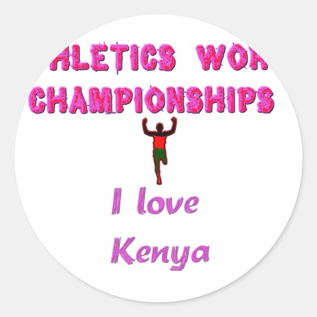 Athletics World Championships Kenya Runner: I Love Classic Round Sticker (Front)