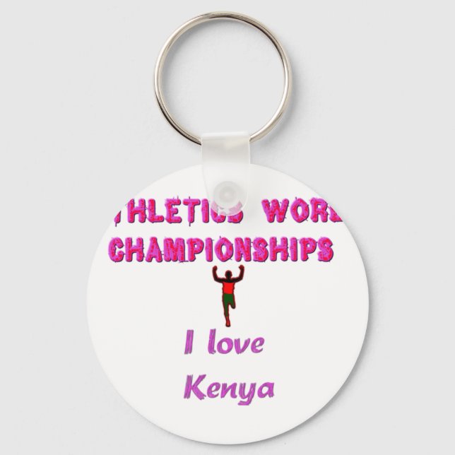 Athletics World Championships Kenya Runner: I Love Key Ring (Front)