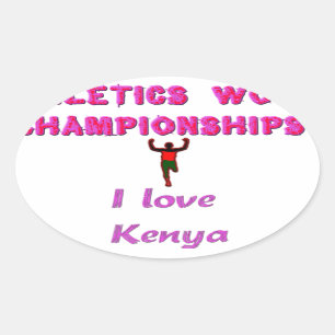 Athletics World Championships Kenya Runner: I Love Oval Sticker